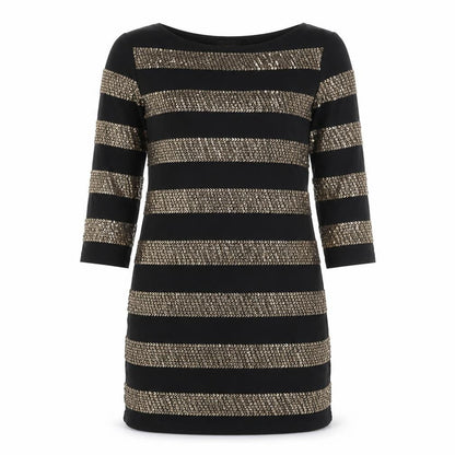 Phase Eight Womens Black Viscose Mini Size 12 Round Neck - Sequins