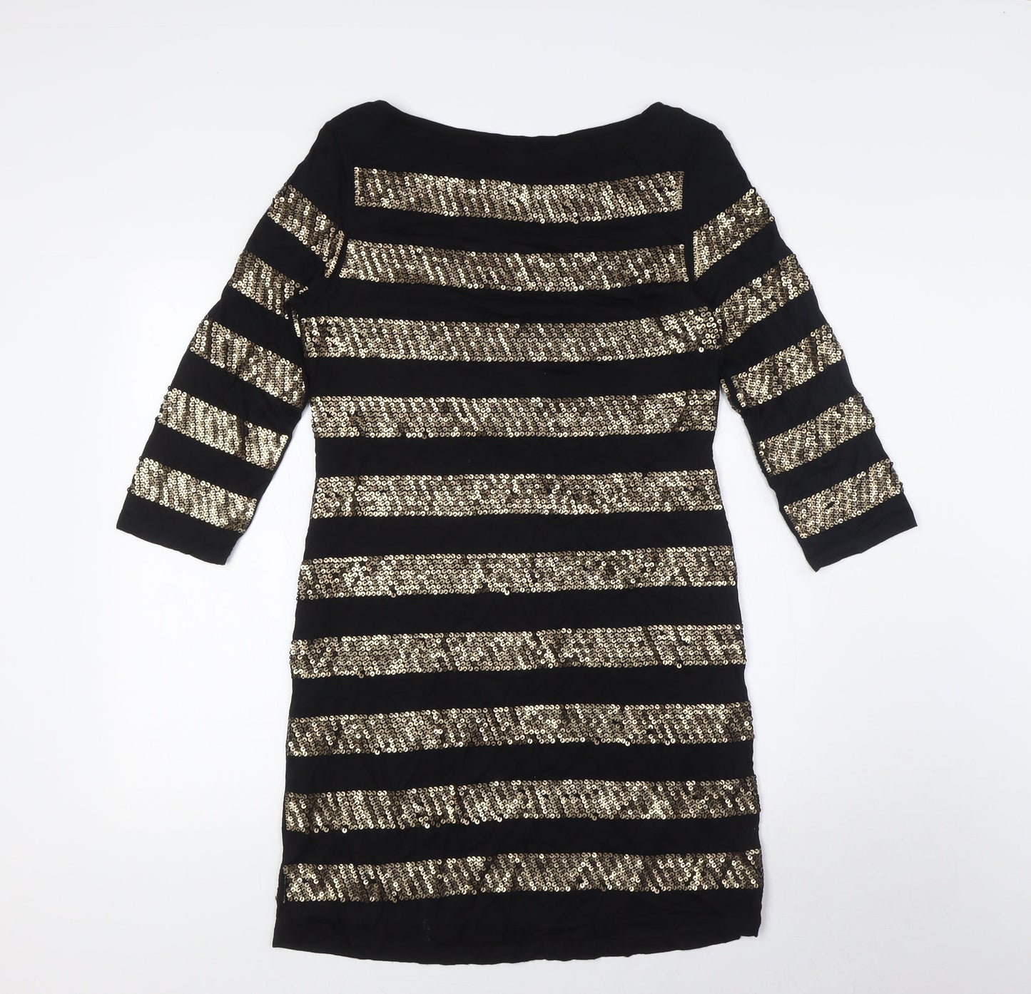 Phase Eight Womens Black Viscose Mini Size 12 Round Neck - Sequins
