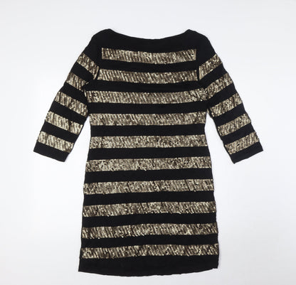 Phase Eight Womens Black Viscose Mini Size 12 Round Neck - Sequins