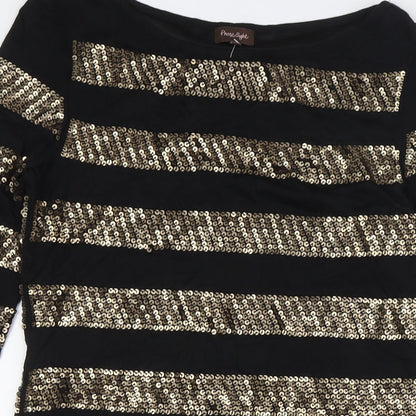 Phase Eight Womens Black Viscose Mini Size 12 Round Neck - Sequins