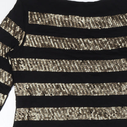 Phase Eight Womens Black Viscose Mini Size 12 Round Neck - Sequins