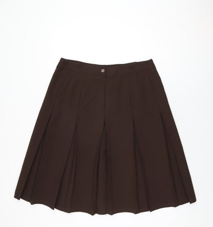 Damart Womens Brown Polyester Swing Skirt Size 18 Zip