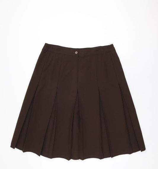 Damart Womens Brown Polyester Swing Skirt Size 18 Zip