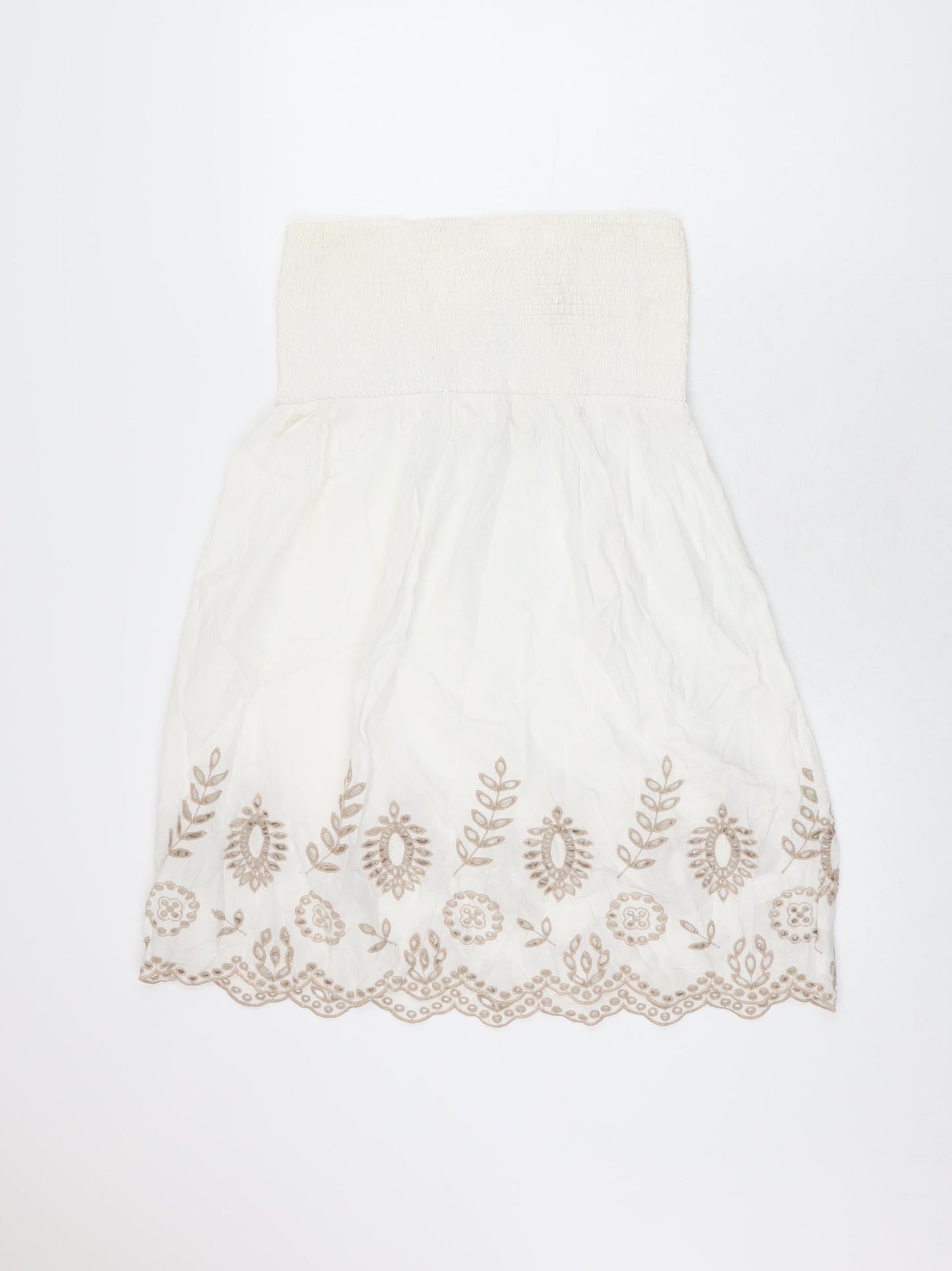 NEXT Womens White Floral Cotton Shift Size 10 Off the Shoulder Pullover