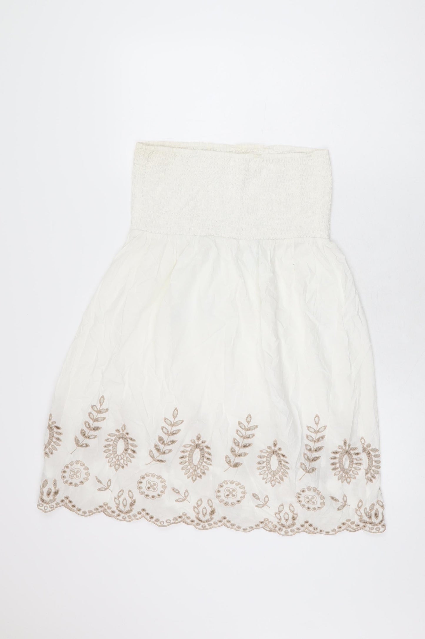 NEXT Womens White Floral Cotton Shift Size 10 Off the Shoulder Pullover