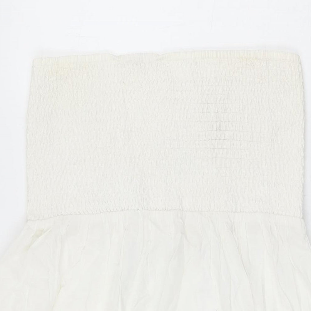 NEXT Womens White Floral Cotton Shift Size 10 Off the Shoulder Pullover