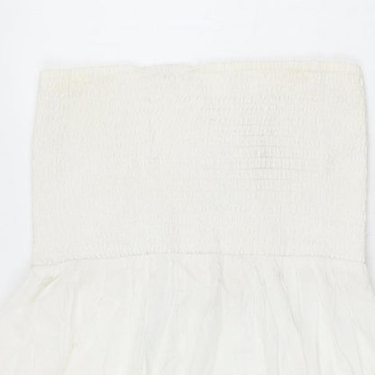 NEXT Womens White Floral Cotton Shift Size 10 Off the Shoulder Pullover