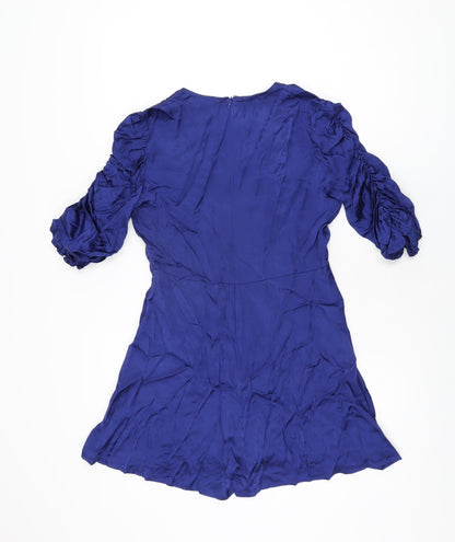 Zara Womens Blue Viscose Playsuit One-Piece Size S L3 in Zip