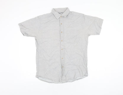 Uniqlo Mens Grey Geometric Cotton Button-Up Size S Collared Button