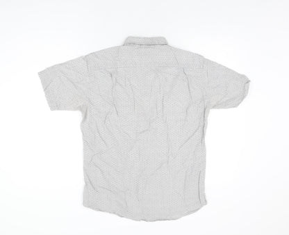 Uniqlo Mens Grey Geometric Cotton Button-Up Size S Collared Button