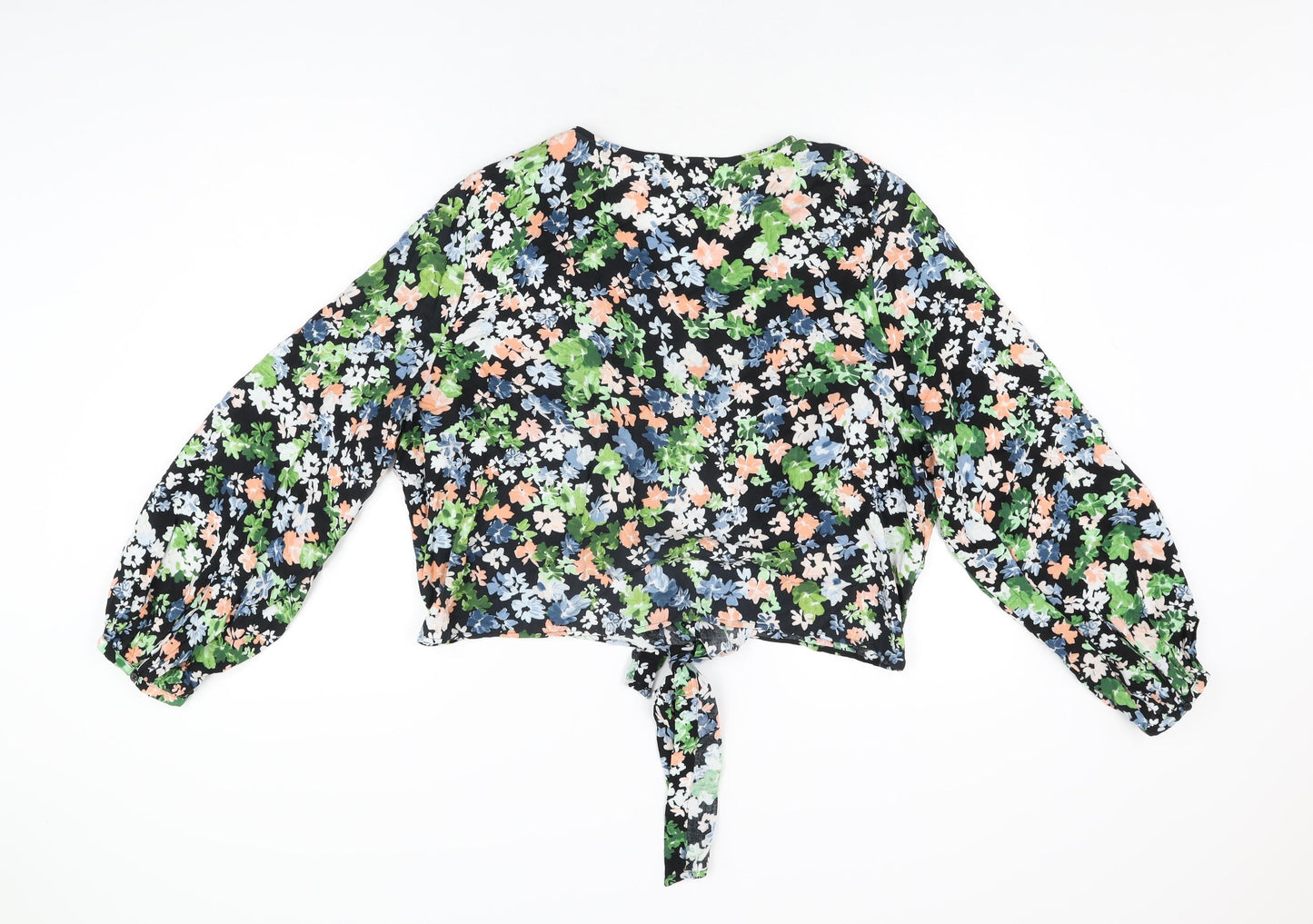 Womens UK Size XL H&M Black Basic Button-Up