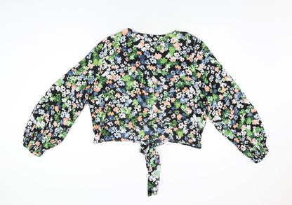 Womens UK Size XL H&M Black Basic Button-Up