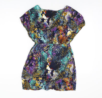 Be Beau Womens Multicoloured Geometric Viscose Mini Size 12 Round Neck Pullover