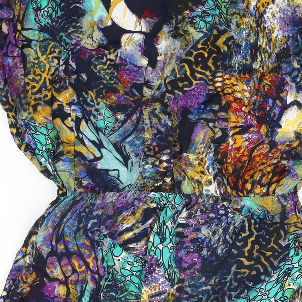 Be Beau Womens Multicoloured Geometric Viscose Mini Size 12 Round Neck Pullover