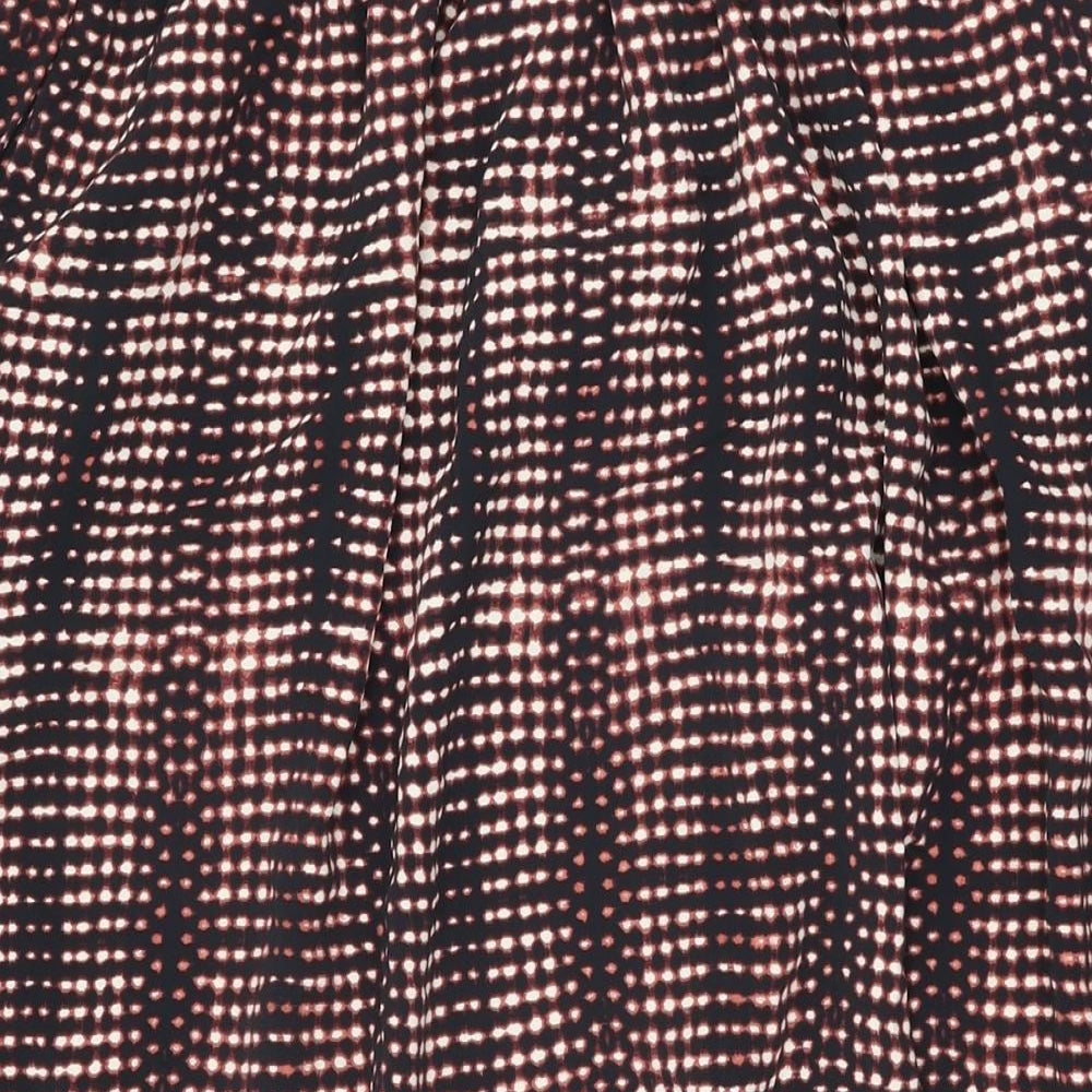 Per Una Womens Black Geometric Polyester Swing Skirt Size 14 Drawstring