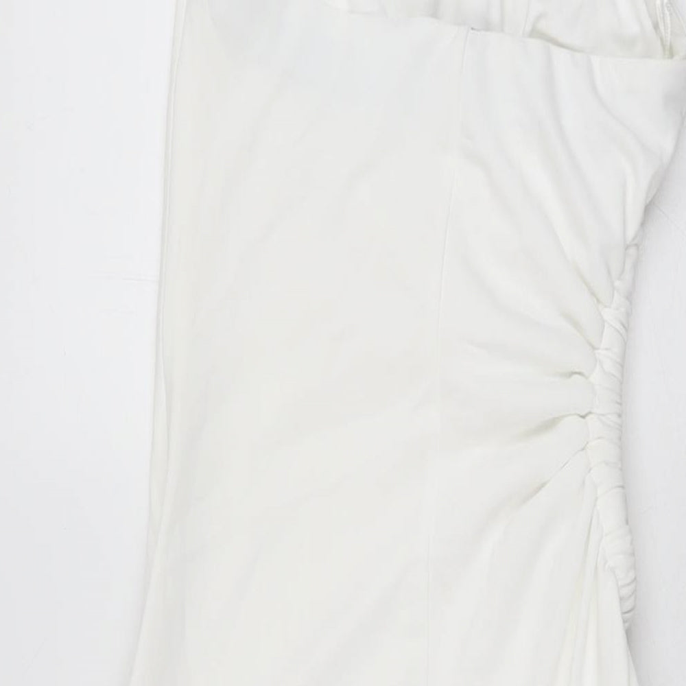 Zara Womens White Polyester Bodycon Size S Halter Zip