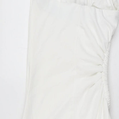 Zara Womens White Polyester Bodycon Size S Halter Zip