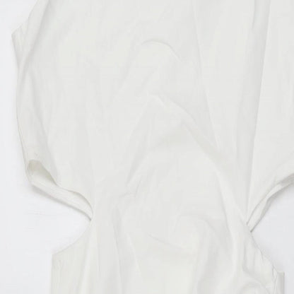Zara Womens White Polyester Bodycon Size S Round Neck Zip