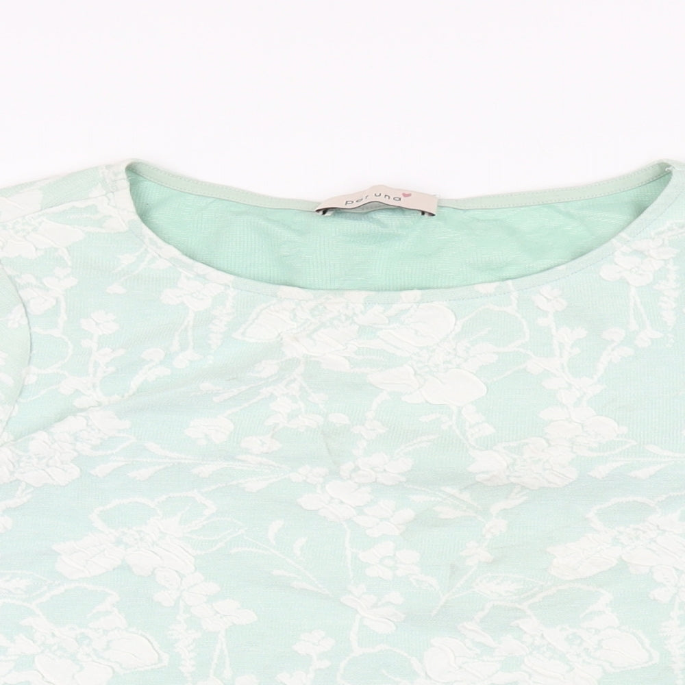 Womens UK Size 14 Per Una Green Basic T-Shirt