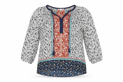 DR2 Womens Multicoloured Floral Polyester Basic Blouse Size M V-Neck