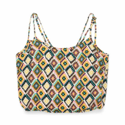 Valley Of The Dolls Womens Multicoloured Geometric Viscose Cropped T-Shirt Size 8 Scoop Neck