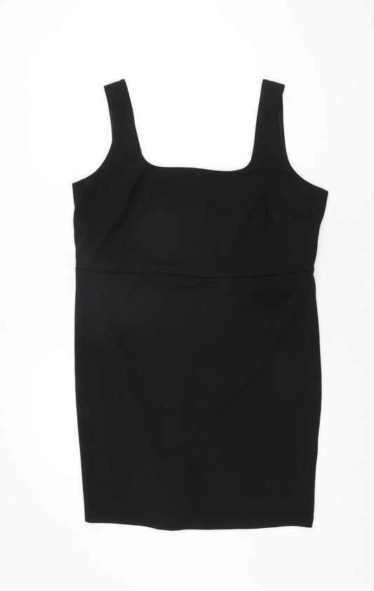 H&M Womens Black Polyester Mini Size XL Square Neck Pullover
