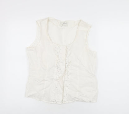 Womens UK Size 12 Minuet White Basic Button-Up