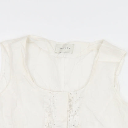 Womens UK Size 12 Minuet White Basic Button-Up