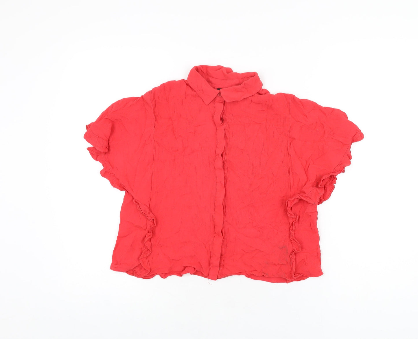 Womens UK Size 8 Topshop Red Basic Button-Up