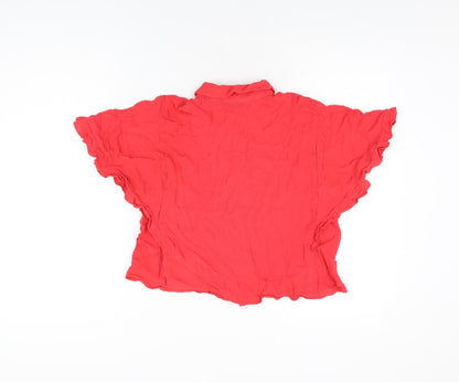Womens UK Size 8 Topshop Red Basic Button-Up