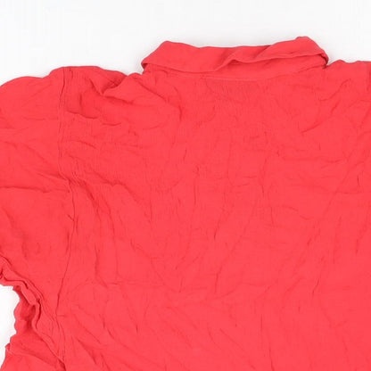 Womens UK Size 8 Topshop Red Basic Button-Up