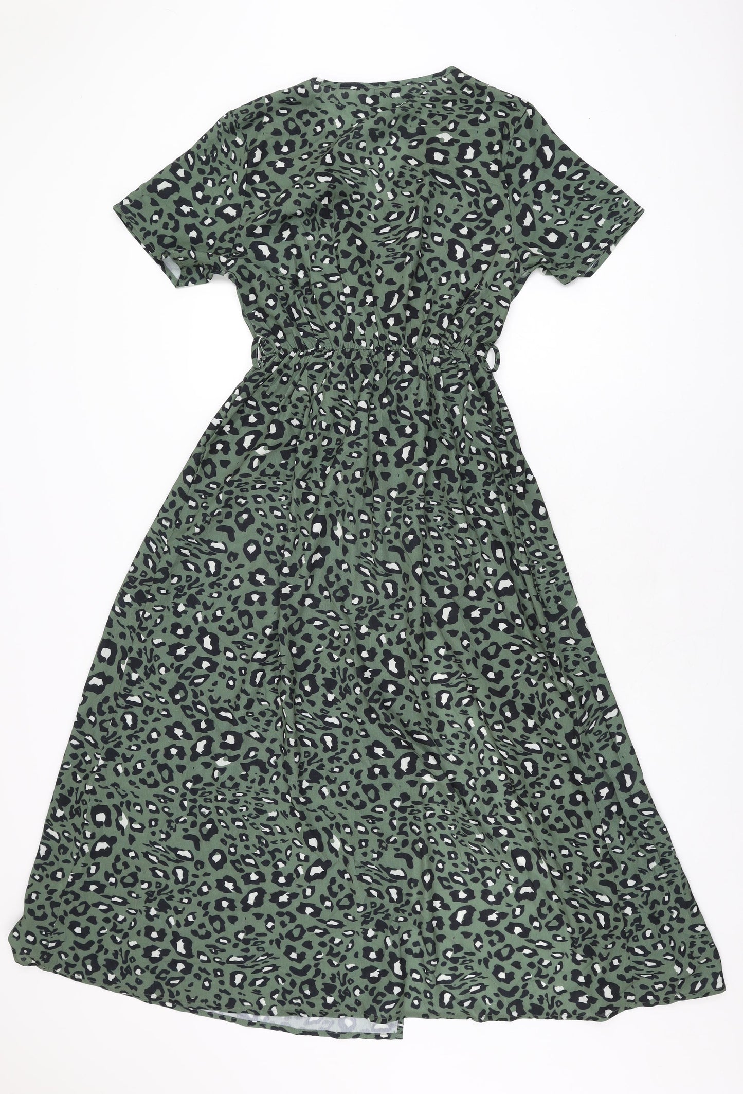 Gini London Womens Green Animal Print Polyester A-Line Size S V-Neck Pullover - Size S/M