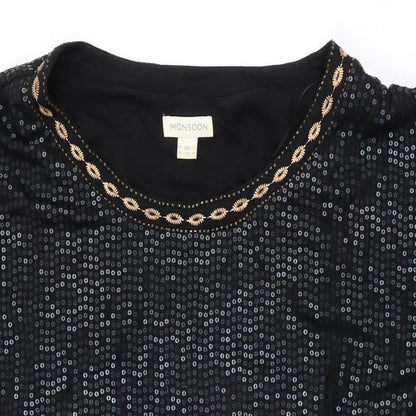 Monsoon Womens Black Polyester Shift Size 12 Round Neck Pullover