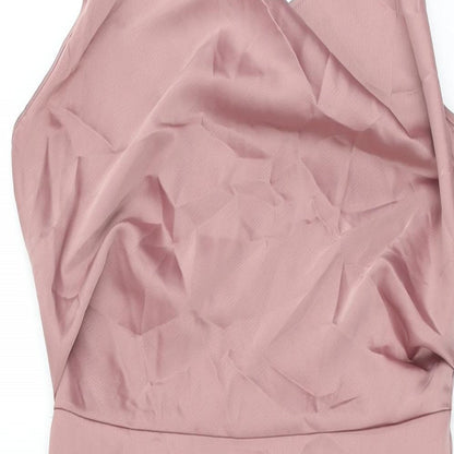 Missguided Womens Pink Polyester Bodycon Size 10 Cowl Neck Zip
