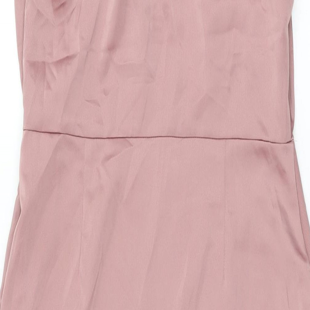 Missguided Womens Pink Polyester Bodycon Size 10 Cowl Neck Zip