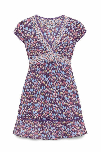 Red Herring Womens Purple Geometric Polyester A-Line Size 12 V-Neck Pullover