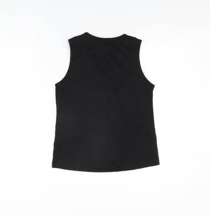 May by Shining Star Womens Black Cotton Basic T-Shirt Size S V-Neck