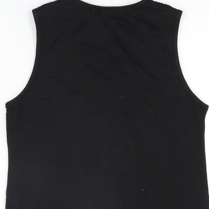 May by Shining Star Womens Black Cotton Basic T-Shirt Size S V-Neck