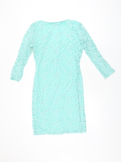 ASOS Womens Blue Floral Nylon Bodycon Size 12 Sweetheart Pullover