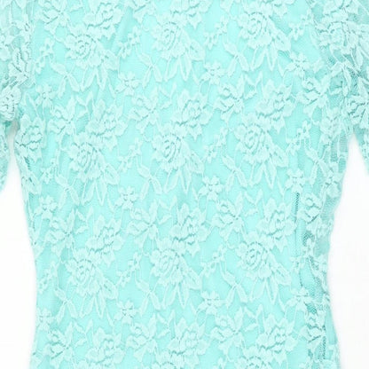 ASOS Womens Blue Floral Nylon Bodycon Size 12 Sweetheart Pullover