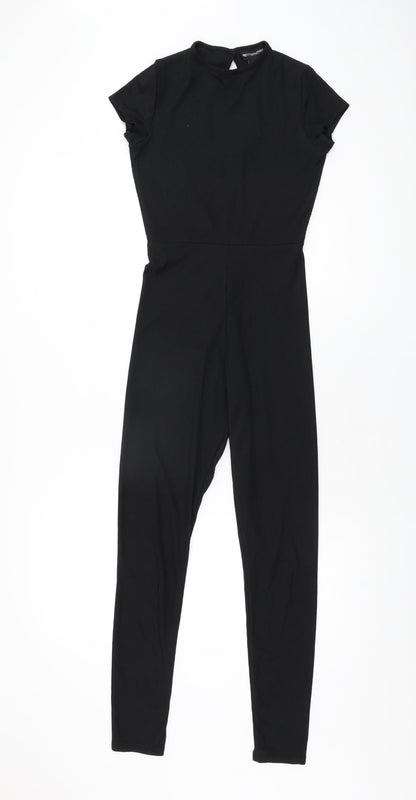 PRETTYLITTLETHING Womens Black Polyester Jumpsuit One-Piece Size 4 L28 in Button