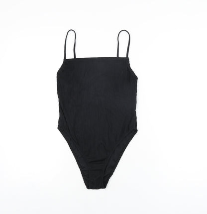 Topshop Womens Black Nylon Bodysuit One-Piece Size 10 Pullover
