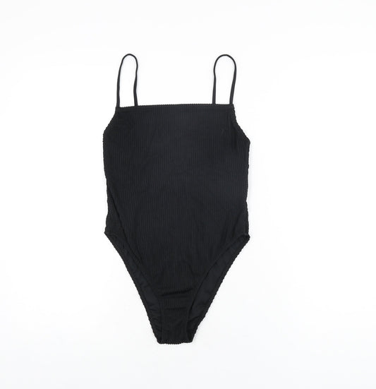 Topshop Womens Black Nylon Bodysuit One-Piece Size 10 Pullover