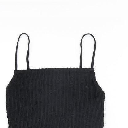 Topshop Womens Black Nylon Bodysuit One-Piece Size 10 Pullover