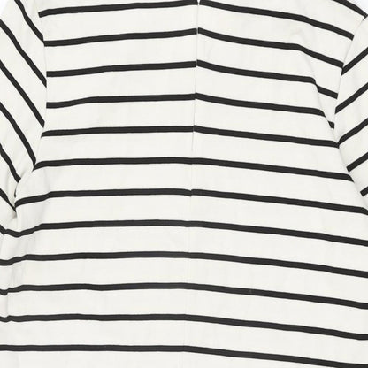 H&M Womens White Striped Viscose Shift Size S Round Neck Zip