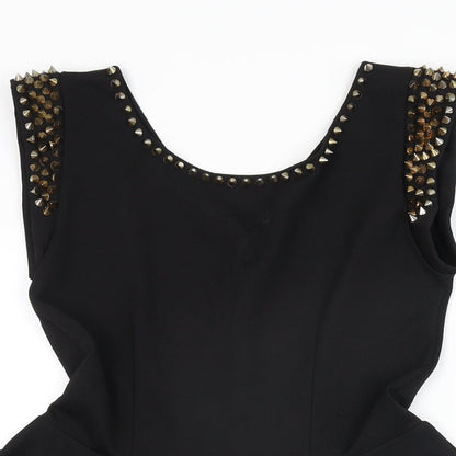 Point Womens Black Polyester Basic T-Shirt Size 10 Round Neck