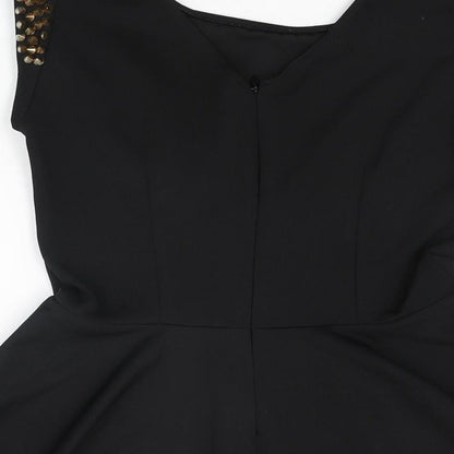Point Womens Black Polyester Basic T-Shirt Size 10 Round Neck