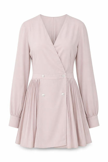 Missguided Womens Pink Polyester Skater Dress Size 4 V-Neck Button