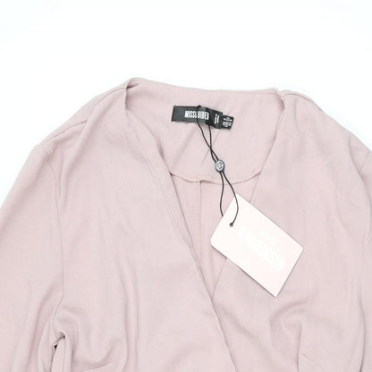 Missguided Womens Pink Polyester Skater Dress Size 4 V-Neck Button