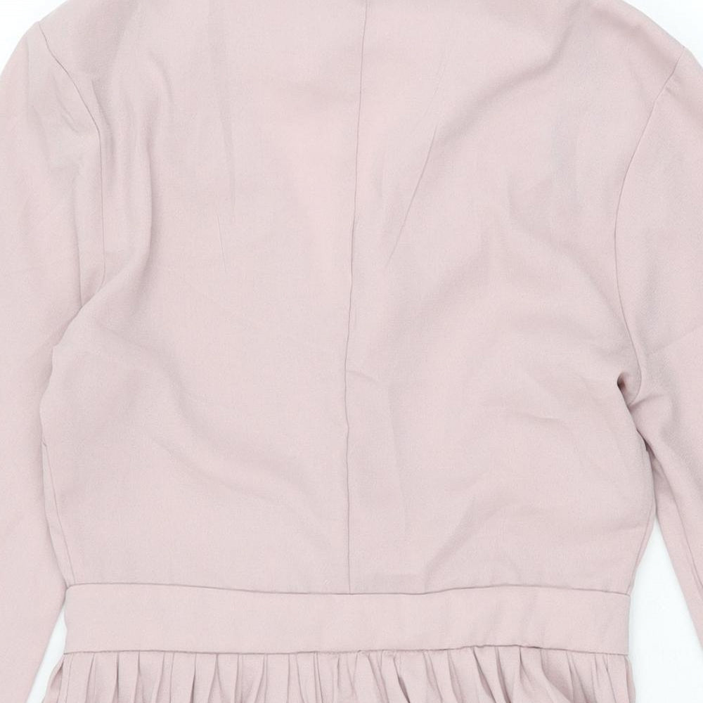 Missguided Womens Pink Polyester Skater Dress Size 4 V-Neck Button